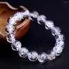 Strand 10mm Himalaya Clear Quartz Crystal Round Round Bead armbanden rekbare Reiki Healing Bracelet voor vrouwelijke sieradenaccessoires