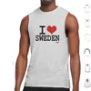 Débardeurs pour hommes I Love Sweden Vest Cotton Country Countries