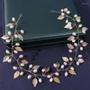 Hair Clips Simulated Pearls Leaf Handmade Headbands Fashion Rose Gold Silver Color Hairband Wedding Bridal Ornaments Wholesale