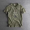 Herren-T-Shirts, natürliches Curling, Retro-Waschung und alter Buchstabendruck, Sommer, trendiges europäisches und amerikanisches Herren-Kurzarm-T-Shirt mit Rundhalsausschnitt J230516