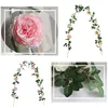 Decorative Flowers Artificial Vine Pink Silk Peony Flower Ivy Rattan Wedding Party Wall Hanging Garland Fake String Home Decoration