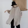 Women's Trench Coats Cotton Linen Women's Clothing Retro Blouse Puff Sleeve Women Top Coat