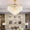 Chandeliers American Ceiling Hanging Lamp Chandelier Crystal Nordic Luxury Kitchen Lighting Gold Metal Clear Glass Round