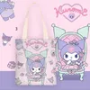 Girls Kawaii Kuromi Cinnammoroll Double Sides Print Zipper Canvas Dimbag Студент Студент Прекрасные аксессуары сумки большой емкость