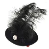 Copricapo Donna Pearl Feather Pillbox Hat Hair Clip Fascinator Wedding Banquet Party Costu