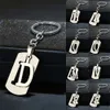 Acier inoxydable 26 lettres porte-clés portefeuille décoration Double-pont métal lettre initiale pendentif avec porte-clés pour hommes cadeau Cool