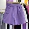 Kvinnors shorts lucyver svart vit denim shorts kvinnor sommar hög midja casual shorts kvinna grundläggande lös breda lge korta byxor 230516