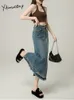 スカートyitimuceng denim high for women for womansping spring vintage midi streetwear solien