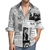 Camisas informales para hombre, camisa de titulares de papel, blusas de tendencia históricas de aterrizaje en la luna de primavera, Tops de estilo callejero de manga larga de talla grande