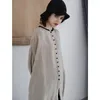 Women's Trench Coats Cotton Linen Women's Clothing Retro Blouse Puff Sleeve Women Top Coat