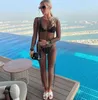 Roupa de banho feminina Biquíni de férias com strass Vestido de praia Vestido de manga longa com decoração de pérolas Transparente Vestido de festa na piscina