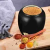 収納ボトル2 PCSティーポットコンテナセラミック缶ゆるいテーブルジャーレトロケトルブラック陶器伝統