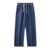 Jeans pour hommes Chic été doux pantalons pour hommes cordon de serrage couleur pure tenue quotidienne