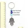 Key Rings Wholesale Lucky Hamsa Fatima Hand Keychain Car Keyring Blue Turkish Evil Eye Chain For Women Men Jewelry Gift Drop Delivery Otaww