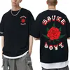 Herren T-Shirts Eladio Carrion T-Shirt Rose Flower Graphics T-Shirt Hochwertige Männer Frauen Sauce Boyz Musik