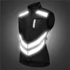 Racing Jackets Men's Reflective Vest Windproof Running Safety Motorcycle Cycling Gilet MTB Riding Bike Bicycle Clothing Sleeveless