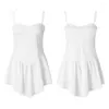 Vestidos casuais puloru sling branco irregular mini vestido mulheres mangas sem mangas tiras de espaguete de espartilho uma linha curta de linha curta