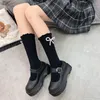 Femmes chaussettes mode Lolita blanc noir femme de chambre filles perle nœud haut Leggings Sexy JK coton bas mignon moyen Tube