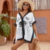 Women's Blouses Pattern Printed Women'S Sunscreen Shirt Swimsuit Bikini Top With V-Neck Loose Irregular Hem Casual One Size