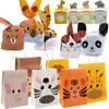 Geschenkverpackung 1 Packung Karton Tier Löwe Tiger Taschen Kunststoff Süßigkeiten Keks Verpackungsbox für Kindergeburtstagsversorgung