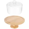 Dinnerware Sets Tall Cake Tray Serving Round Wedding Stand Plate Dome Server Clear Wooden Wood