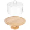 Ensembles de vaisselle Grand plateau à gâteau servant rond support de mariage assiette dôme serveur bois clair en bois