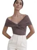 Koszulki damskie y2k topy seksowne białe top w szpic w dekolcie jedno ramię Slim T-shirts Ubrania dla kobiet Blusa Mjer Moda 2023 Modna lato