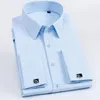 Camicie eleganti da uomo Camicia da uomo con polsini alla francese Manica lunga Smoking slim fit con gemelli Colletto a doppio bottone in poliestere/cotone