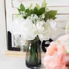 Dekorativa blommor Silk Artificial 2 Head Peony White Pink Hydrangea Stora knoppar Sommarbröllopsbord Dekoration Växt Fake Bunches