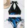 Dames badkleding zwarte afdruk sexy bikini's vrouwen met vrouwen zwempak zwemmen zwemmen badpakken Braziliaanse bikiniset strandkleding zwembad bather