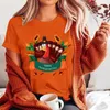 Kvinnors T -skjortor Kvinnor Thanksgiving Day tryckt kort ärm Crew Neck Shirt Top Athletic Women