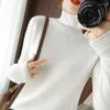 Pulls Femme Pull Femme Hiver Cachemire Col Roulé Tricots Chauds Coréen Décontracté Chemise à Fond Solide Mode Tricot Pulls Marron