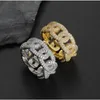 Hip Hop Men's Ring Electroplated zircon chain ring for Men Rapper Jewelry Gift