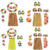 Vêtements de scène 8 pièces/ensemble 8 pièces décoration de fête lunettes guirlande bracelets bandeau déguisement Costume hawaïen Hula jupe ensemble