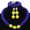 Necklace Earrings Set Fashion Wine African Crystal Beads Weaving Jewelry Nigerian Bridal Wedding Handmade HX099