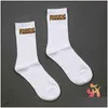 Chaussettes pour hommes Lettre simple Coton de haute qualité Tendance de la rue européenne américaine Hommes et femmes Rhude Couple Intube Pour Drop Delivery App Dhkyu