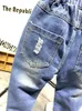 Jeans Anak Anak Aad Laki Laki Celana Fashion Pakaian Robek Denim Bayi Populer Koboi Panjang AS23 230516