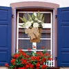 Decorative Flowers Attractive Faux Silk Flower Front Door Wreath Realistic Ornamental Hanging Simulated Willow Peony Rattan Basket