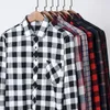 Autumn Casual Mens Flannel Plaid Shirt Brand Male Business Office Red Black Checkered Long Sleeve Shirts Clothes