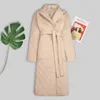 Trenchs pour femmes Long Down Coat Femmes Veste d'hiver Parka surdimensionnée Ceintures Poches Col tailleur Casual Femme Manches Vêtements d'extérieur