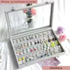 Jewelry Boxes Transparent Glass Lid Jewelry Box Velvet Jewelry Holder Gift Box Earring Ring Necklace Portable Display Organizer 230515