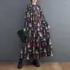 Casual Dresses Spring Autumn Oversize Korean Long Sleeve Woman Dress Vestidos Plus Size Fashion Print Vintage Maxi Shirt For Women