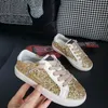 Кроссовки Sepatu Kotor Anak Laki Laki Dan Perempuan Я верю в кроссовки Magic Glitter Star Silver Payet Warna Warni Leopard Bertali 230516