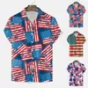 Chemises décontractées pour hommes Independence Day Graphic Tops Mens Summer Short Sleeve V Neck Blusas 4th Of July American Flag Button Down Pullover