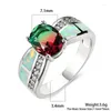 Wedding Rings Boho Female Blue White Fire Opal Ring Luxury Silver Color Oval Promise Love Engagement For Women