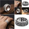 Band Rings Thailand Sier Real 925 Sterling Ring Men Tibetan Buddhist Heart Sutra Rotate Fine Jewelry Vintage Dragon Drop Delivery Dhrgi