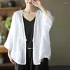 Trenchs pour femmes cardigan en coton pour femmes manteau vintage simple loisirs lâche mode coréenne petit haut printemps été veste mince