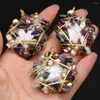 Pendant Necklaces 2023 Pure Natural Semi-precious Stone Pearl Crystal Bud Wrapped Gold Wire DIY Bracelet Necklace Size 35x40-40x45mm