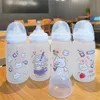 Детские бутылки# 380 мл творческого стекла бутылка для кормления корм для женского пола детская детская милая вода для медведя чашка замороженная соломенная силиконовая бутылка 230516