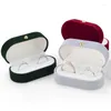 Smycken påsar bärbara sammet dubbla ringar lådan prydnads örhänge lagringslådor arrangör hållare fall bröllop förlovningsring joyeros